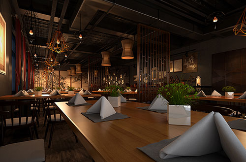 宜昌简约大气中式风格餐厅设计装修效果图