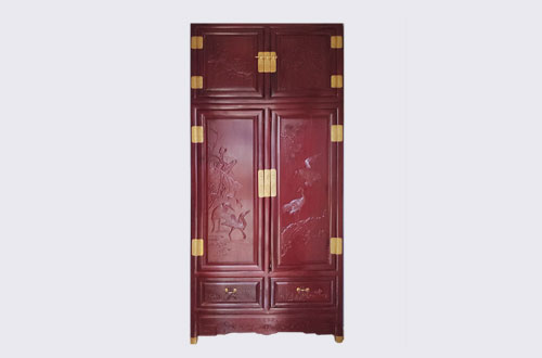 宜昌高端中式家居装修深红色纯实木衣柜